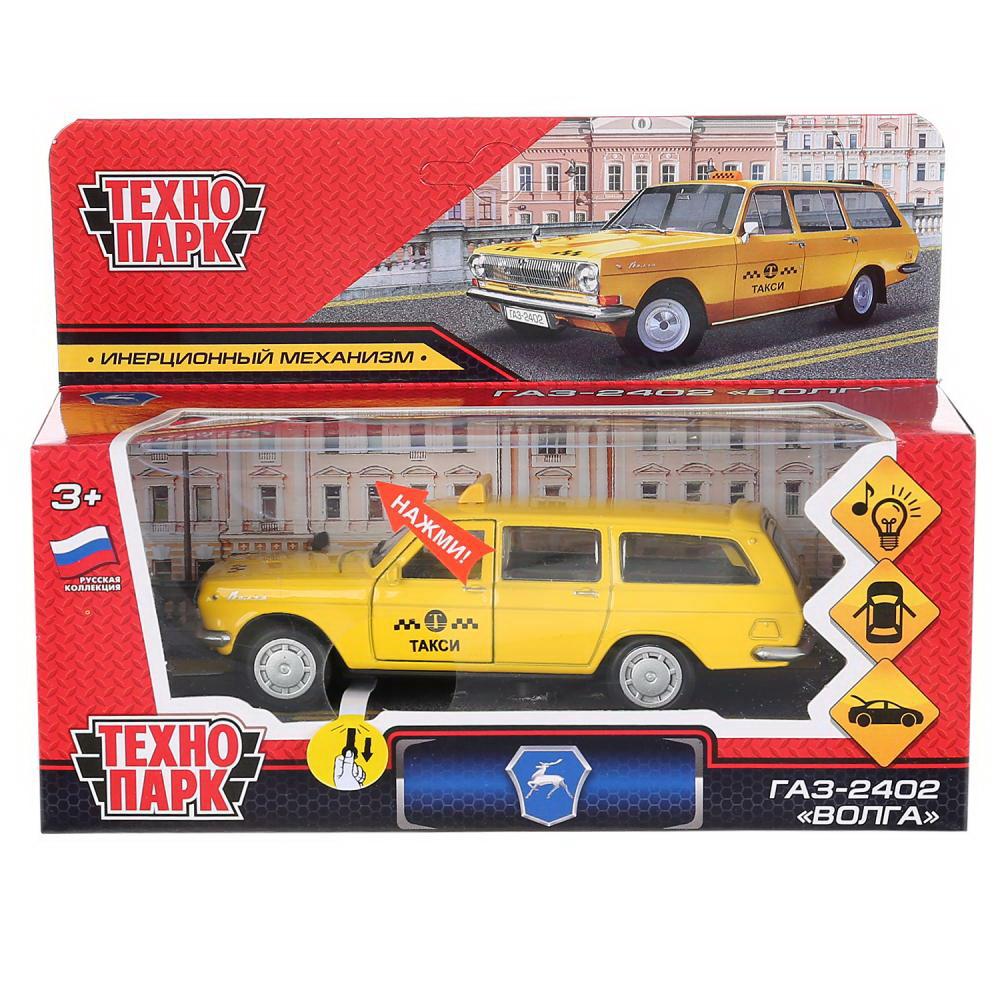 Машинка Технопарк Газ-2402 Волга Такси, свет и звук, 12 см 2402-12SLTAX-YE