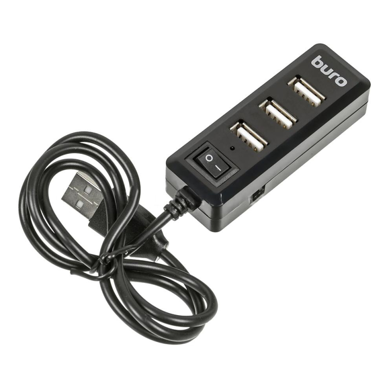 Разветвитель USB 2.0 Buro BU-HUB4-0.5L-U2.0 4порт. черный 1597909