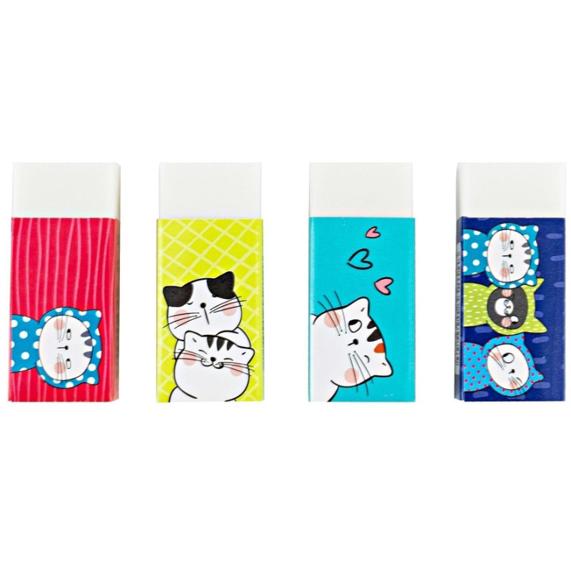 Ластик прямоугольный M&G So Many Cats, 43x18x12 мм, ПВХ, белый, уп в асс. 1556183 AXP963J1