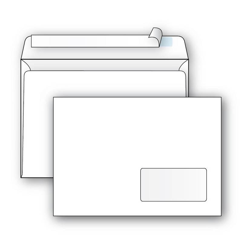 Конверт Ecopost С5 80 г/кв.м белый стрип с правым окном (1000 штук в уп) 390189