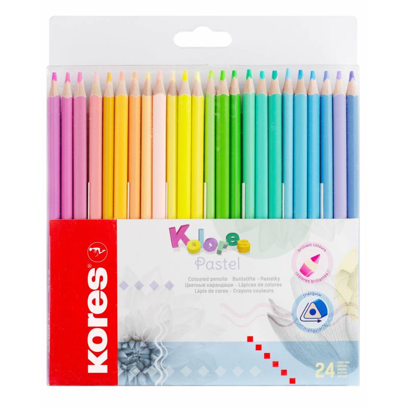 Карандаши цветные 24 цв. 3-гран, Kores Kolores Pastel, 93321 1311708
