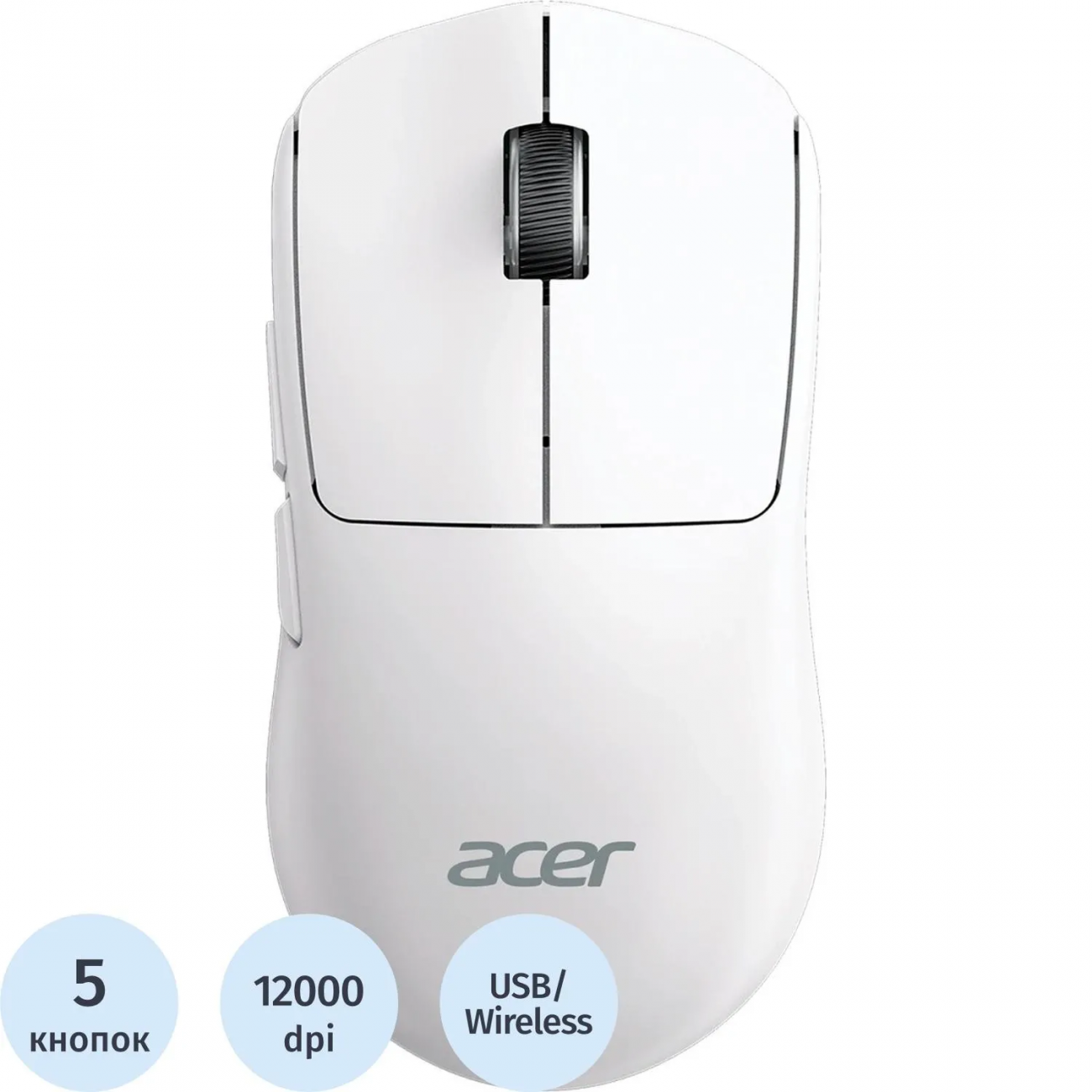 Мышь компьют. Acer OMR401,бел,оптич,12000dpi,BT/Radio USB,ZL.MCECC.05D 2374254