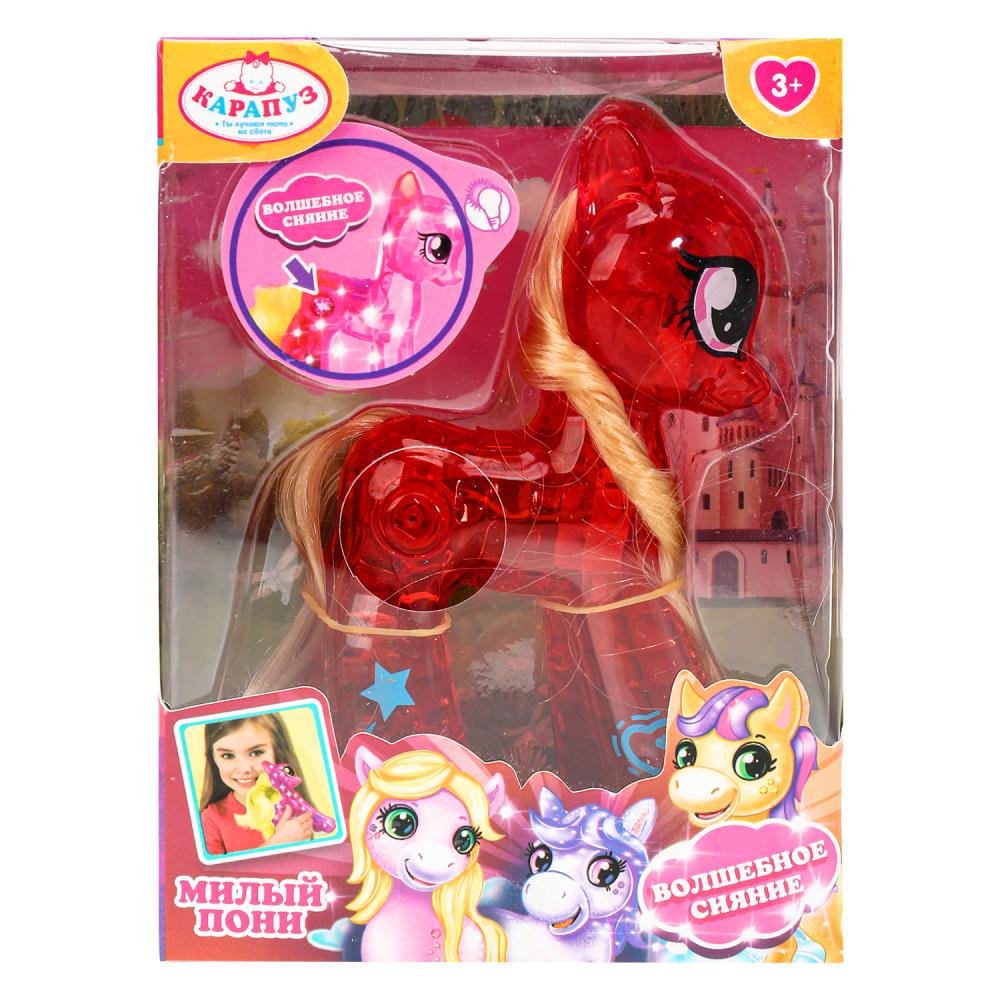 Пони 10 см. прозрачный, розовый, светится, Карапуз PONY2024720-PINK-RU (432)