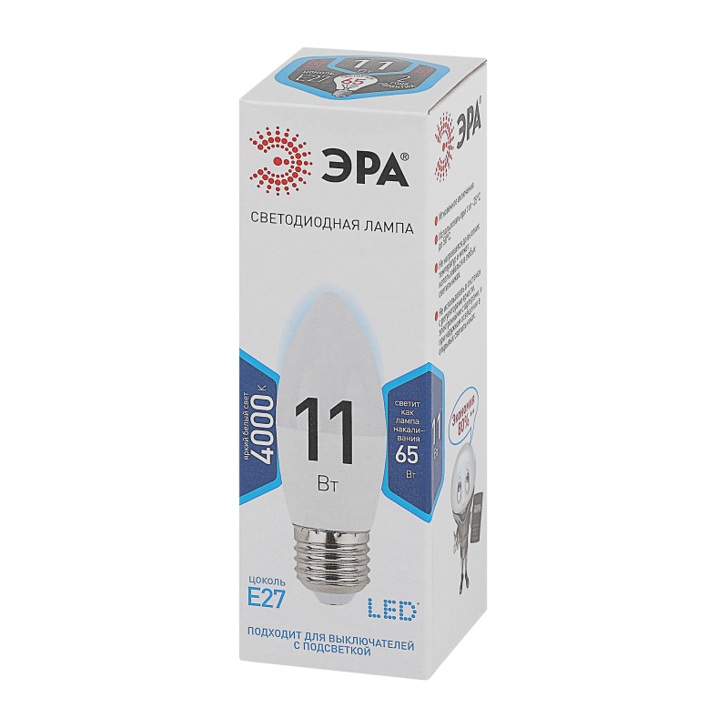 Лампа светодиод ЭРА STD LED B35-11W-840-E27 E27 / Е27 11Вт нейтрал. свeт 1681840 Б0032983