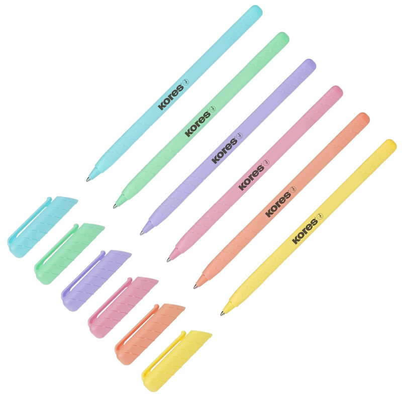 Ручка шариковая KORES Pastel K0R-M треуг. в асс. корп, синяя. 37086 1278529