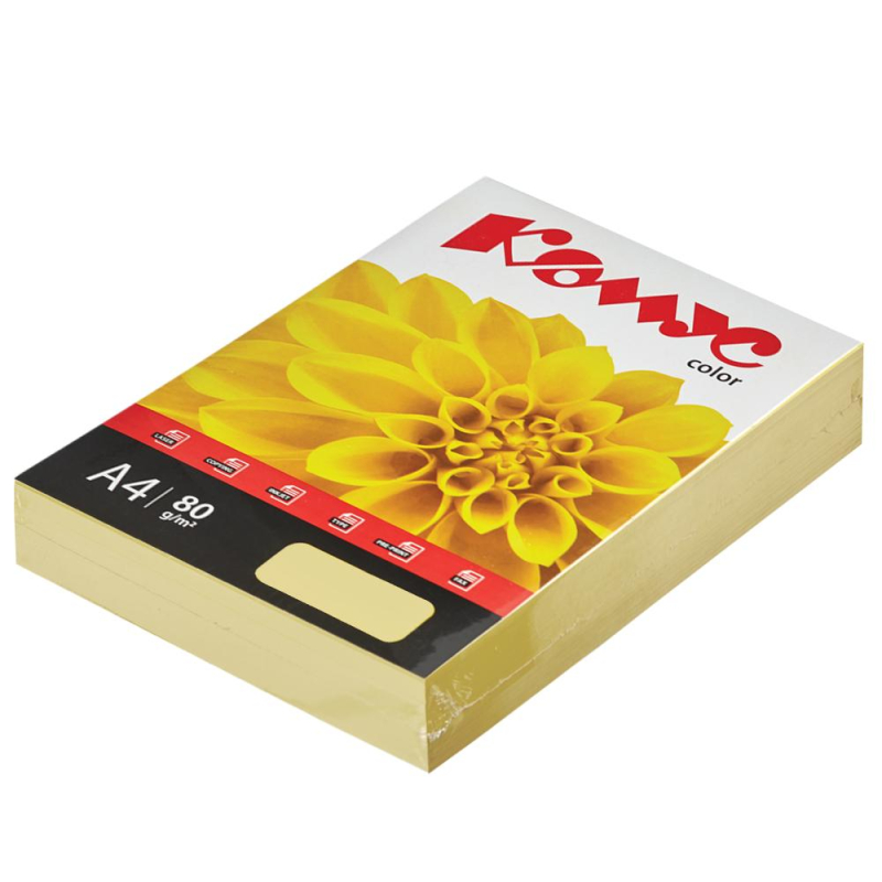 Бумага цветная Комус Color (желтая пастель) 80г, А4, 500 л. 619929