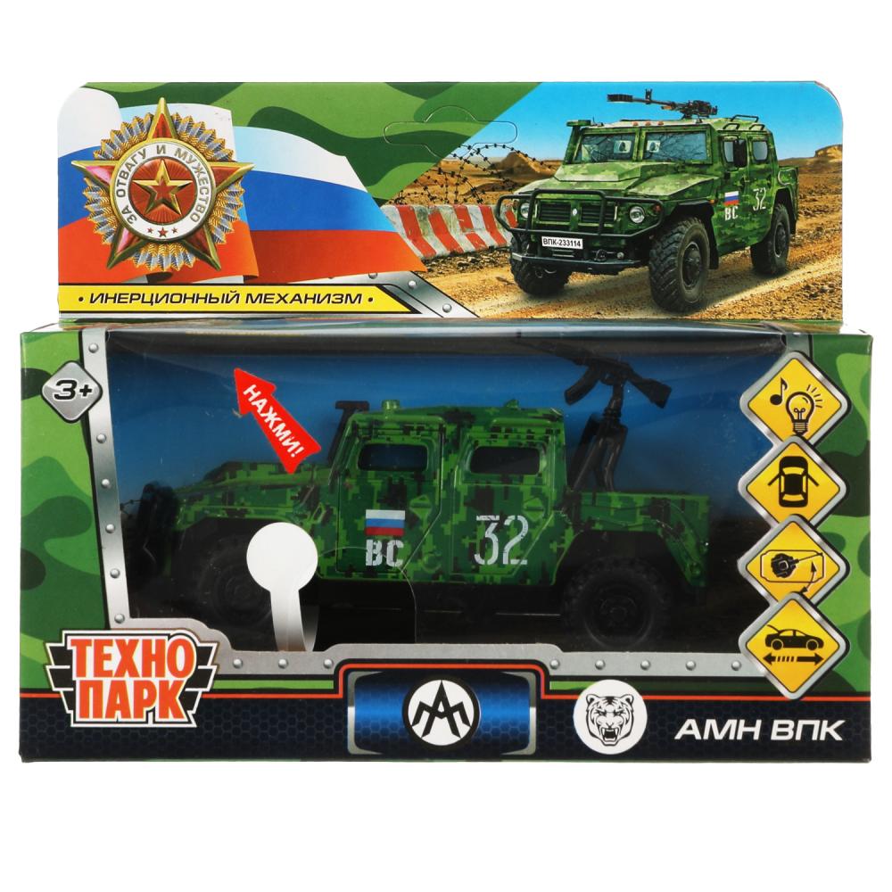 Машина металлическая внедорожник армейский, пикап, 12 см. Технопарк HUMVEPICKUP-12MIL-BN