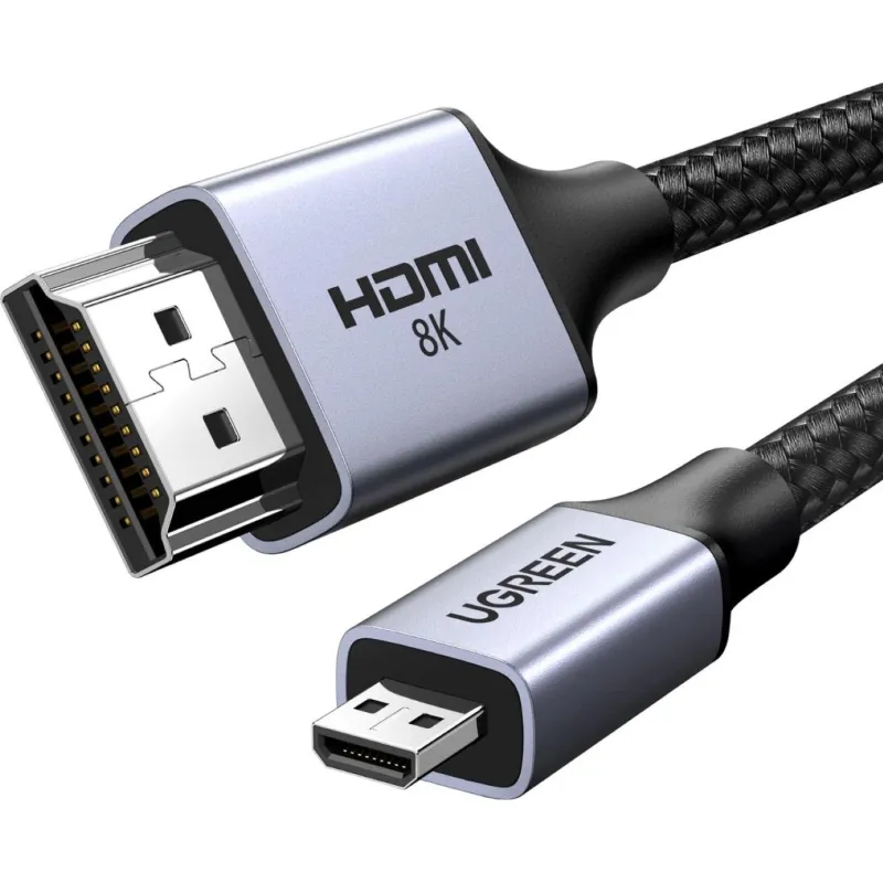 Кабель UGREEN HD164 (15516) Micro HDMI to HDMI 8K Cable. 1м. серый космос 2162388 15516_