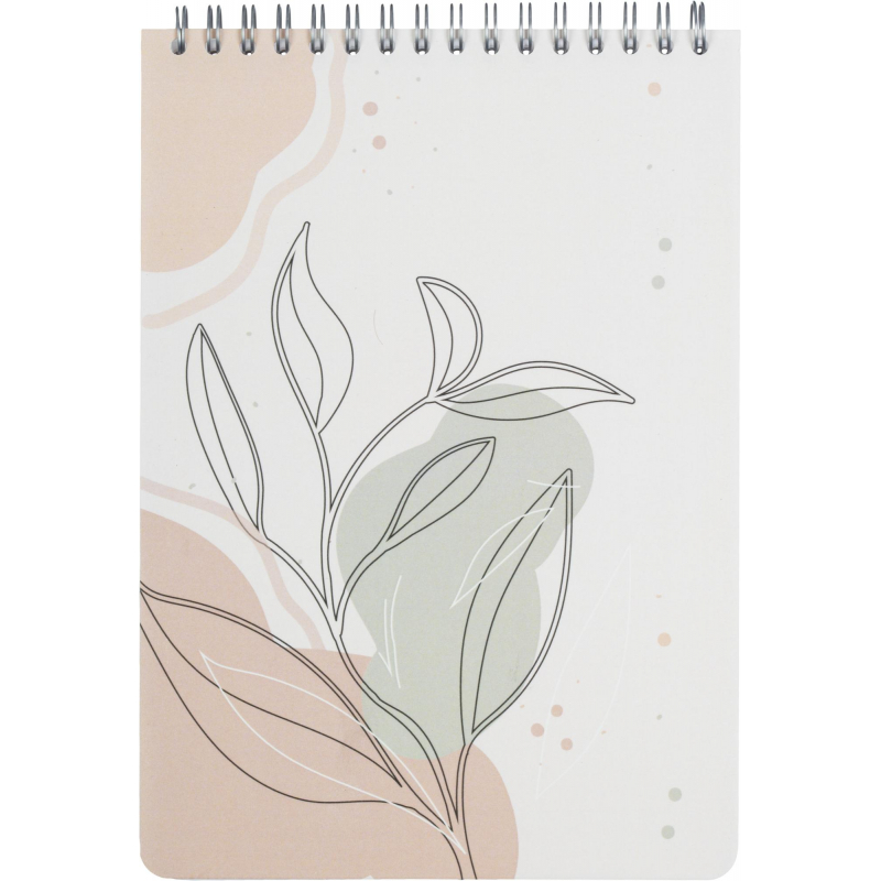 Блокнот 80л,клетка,А5 Flora 1,пласт.обл,серебр.спираль Attache Selection 1435794 59660