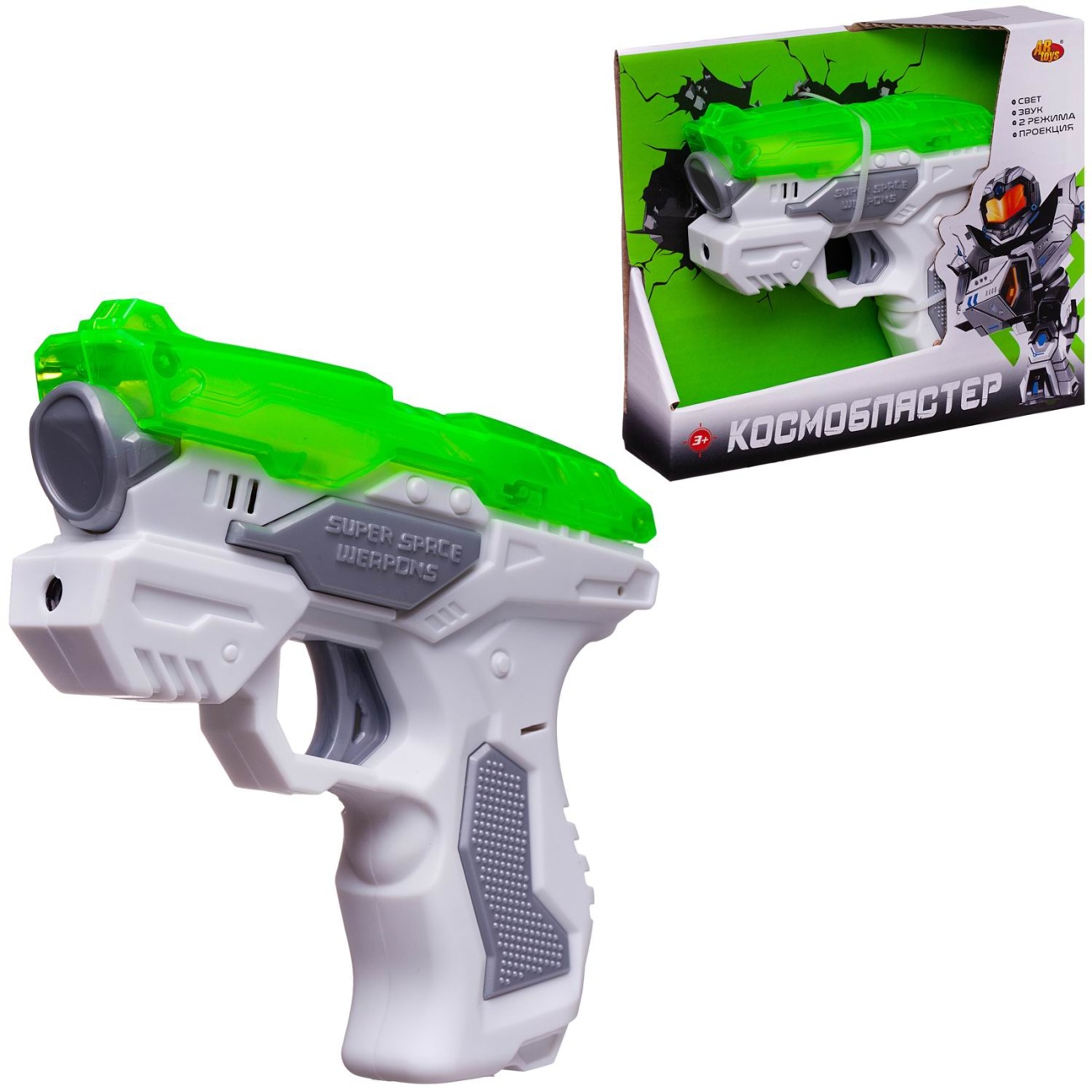 Космобластер ABtoys 16,5х4х14 см, бело-серо-зеленый PT-01766/бело-серо-зеленый