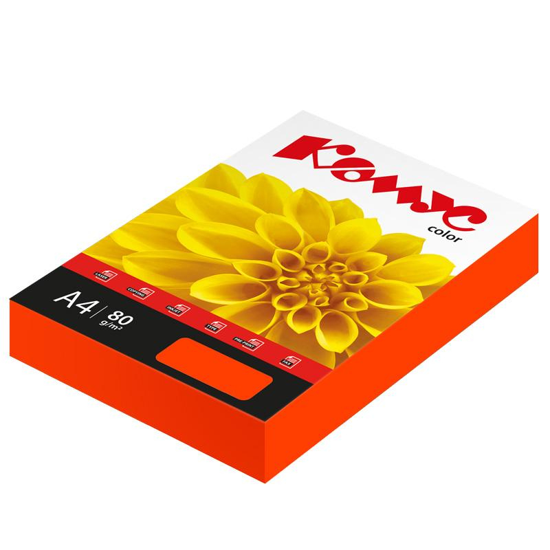 Бумага цветная Комус Color (шафран интенсив) 80г, А4, 500 л. 619956