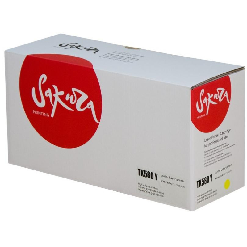 Картридж лазерный SAKURA TK-580Y жел. для Kyocera Mita FS-5150DN/5250DN 1656181