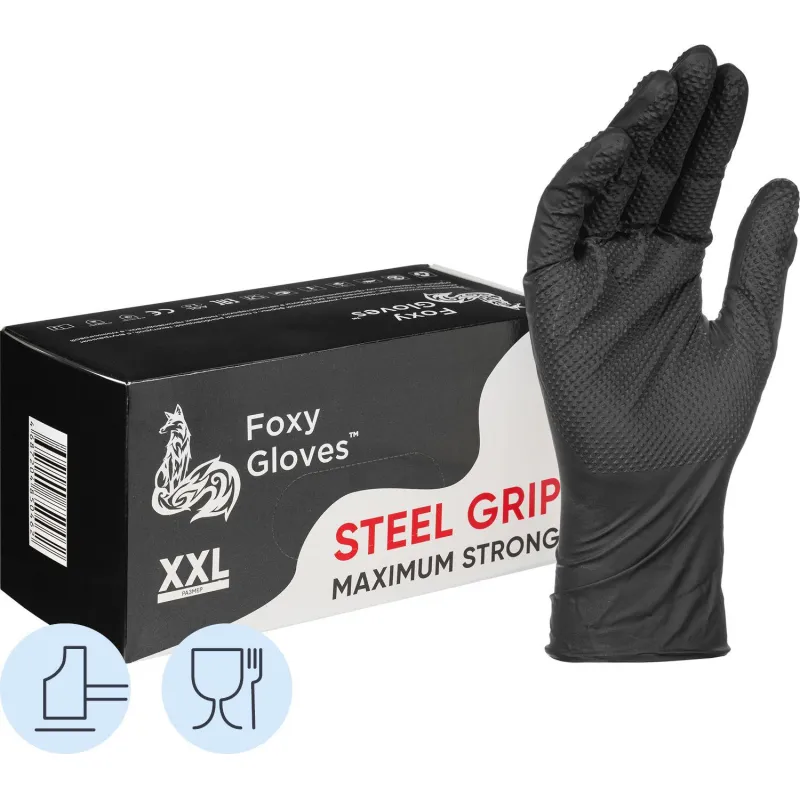 Перчатки одноразовые нитрил Steel Grip цв.черный (50 пар/уп)р.XXL,ПС 2101370