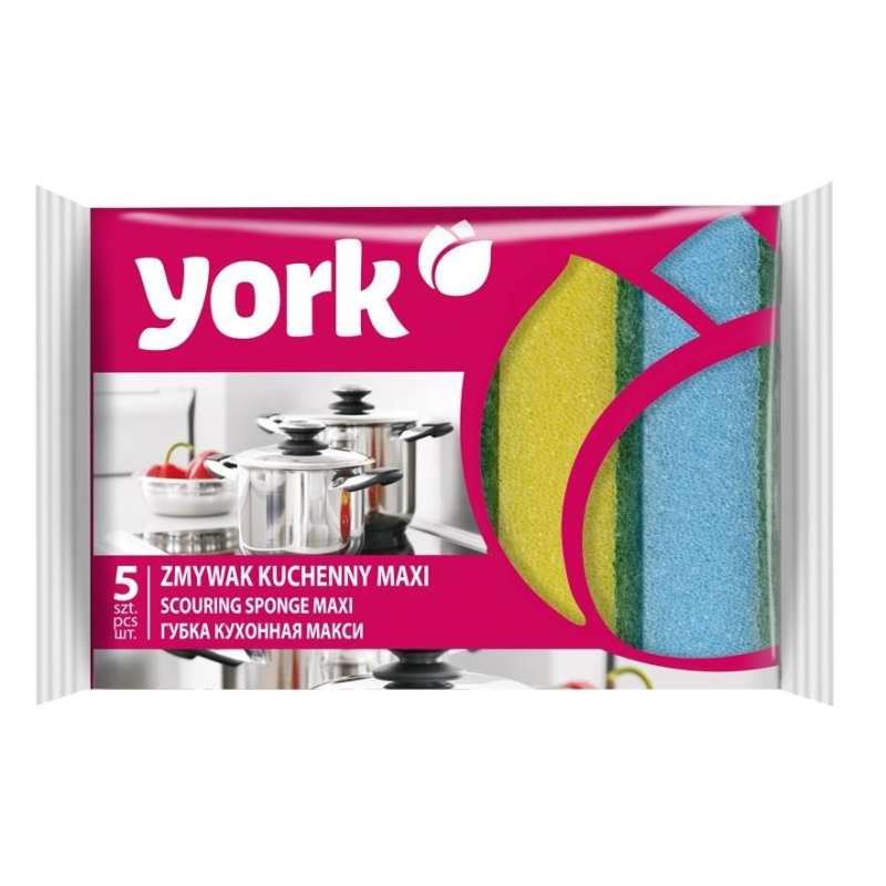 Губки для мытья посуды YORK Макси 5шт/уп 030040 1580875